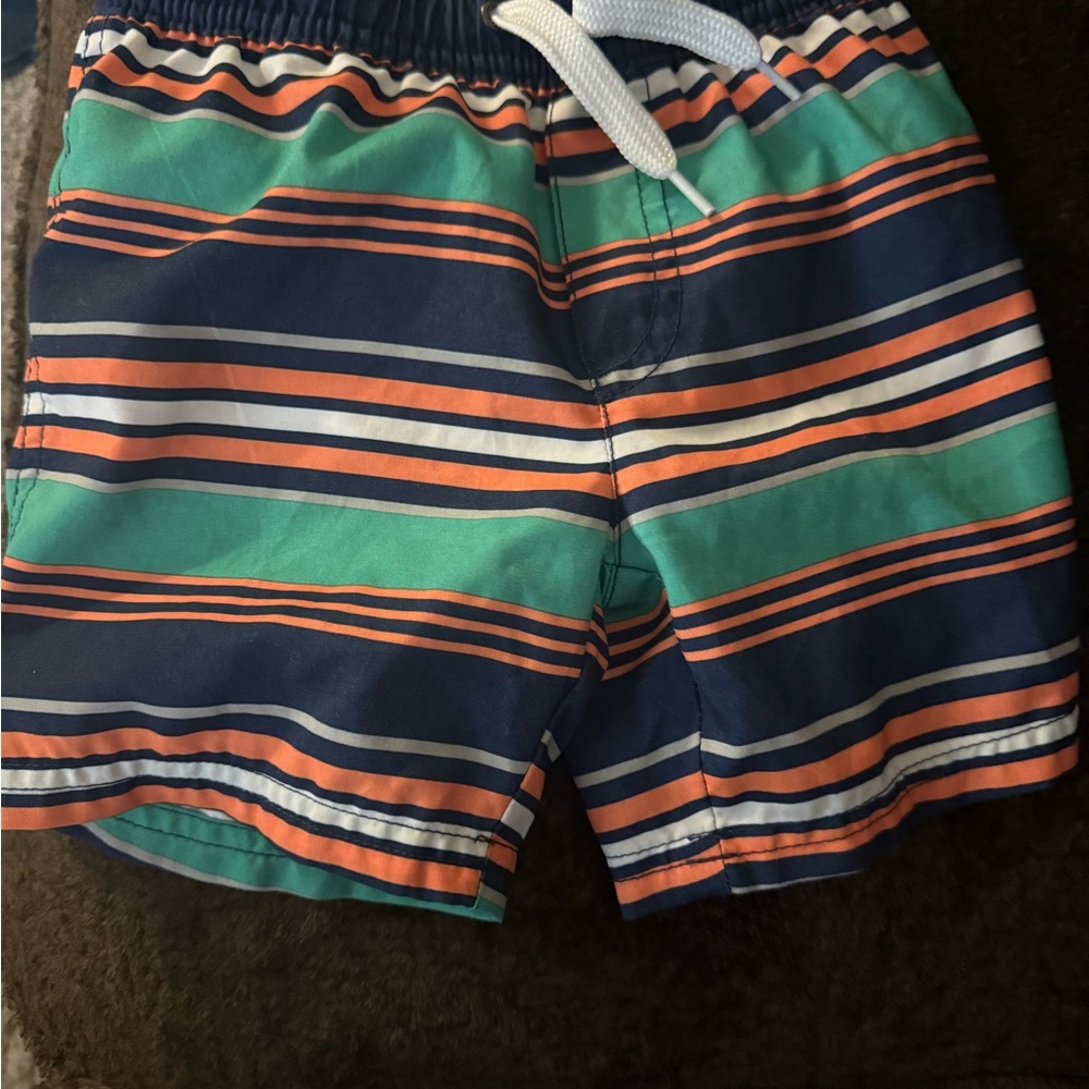 Carter's Kids Swim Trunks - Green, Blue, Orange Stripes